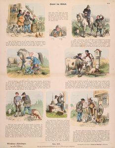 Hans in Luck (Grimmin veljesten mukaan) -lehti, kustantaja Gustav Weise, Stuttgart, 1860 tekijältä Oskar Pletsch