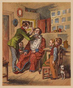The Barber (värilitografia) tekijältä Oskar Pletsch