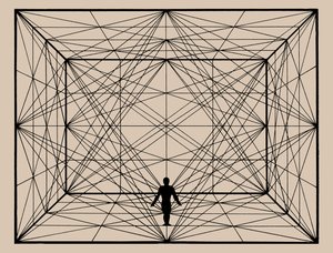 Figuuri avaruudessa tasogeometrialla ja tilarajoilla, 1924-1925. tekijältä Oskar Schlemmer
