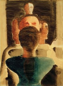 Keskitetty ryhmä, jossa on naisen selkäkuva tekijältä Oskar Schlemmer
