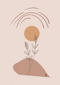 Boho-tyylinen kasvit ja auringonlasku