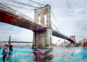 Brooklyn Bridgen ikoniset vesistöt tekijältä Osvaldo Russo