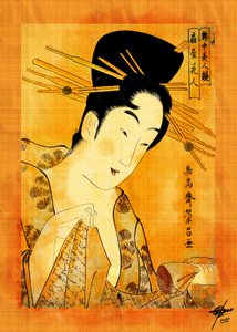 Ukiyo-e: Lukeva nainen tekijältä Osvaldo Russo