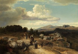 Sunnuntaikävely Rooman maaseudulla tekijältä Oswald Achenbach