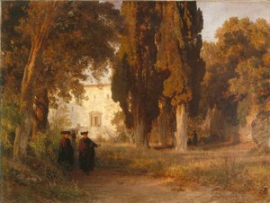 Luostarin puutarha, vuoden 1857 jälkeen tekijältä Oswald Achenbach