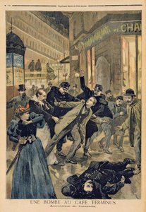 Pommi Cafe Terminusissa, salamurhaajan pidätys, kuva Le Petit Journalista, 26. helmikuuta 1894 tekijältä Oswaldo Tofani