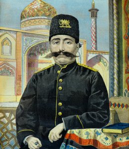 Persian shaahin muotokuva Shah Mozaffer Ed Dine (kaiverrus)
