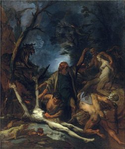 Noidat mustalla messulla - Ottaviano Dandinin maalaus (n. 1706-1740), - Öljy kankaalle, 97x81,5 - Yksityiskokoelma tekijältä Ottaviano Dandini