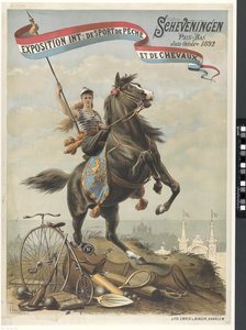 Kansainvälinen näyttely: Urheilu, kalastus ja hevoset / Scheveningen Alankomaat kesä-lokakuu 1892 (otsikko esineessä)