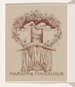 Marianne Brockhausin ex-libris tekijältä Otto Greiner (signed by artist)