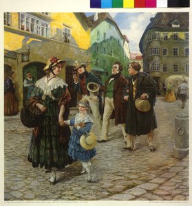 Franz Schubert kävelyllä ystäviensä kanssa