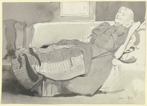 Luise Scholderer nukkuu sohvalla tekijältä Otto Scholderer