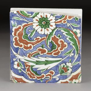Osittainen Iznik-keramiikkalaatta, ottomaanien Turkki, 1500-luvun loppu tekijältä Ottoman School