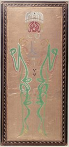 Arabialainen kalligrafia, jossa on Muhammedin, hänen vävynsä, Ali ja Alis, kaksi poikaa, Hassan ja Hussein (värillinen muste paperilla) tekijältä Ottoman School
