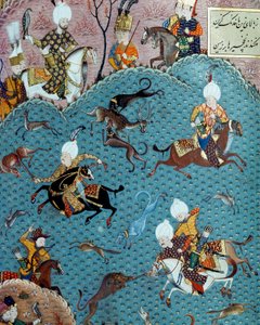 Metsästyskohtaus sulttaani Murad II:n (Murat) (1404-1451) läsnäollessa 1600-luvun pienoismalli. Istanbul, Topkapi Sarayi -museon kirjasto tekijältä Ottoman School