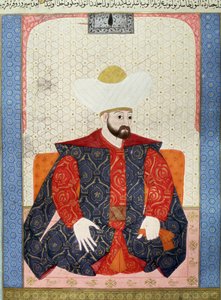 Ottomaanien valtakunta: "" Ottomaanien sulttaani Murad I:n (1326-1389) muotokuva"" Miniatyyri käsikirjoituksesta (Ms. 1973, folio 62a) "" Zubdatat-al-Tawarikh"" (Zubdat al-Tawarikh) (Tarinoiden kerma) historioitsija Seyyid Loqman Ashuri 1538. Turkin ja isl tekijältä Ottoman School