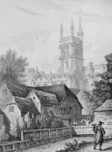 College Tower, kirjasto ja mylly Winchester, noin 1830