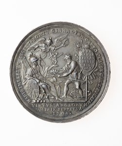 Brittiläisten voittojen muistomitali, 1704 (hopea) tekijältä P. H. Muller