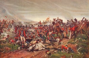 Ranskalaiset kirasirit hyökkäämässä brittiläistä jalkaväen aukiota Waterloon taistelussa 1815 1906 tekijältä P Jazet