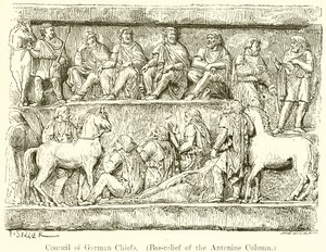 Saksan päälliköiden neuvosto. (Antoninuksen pylvään Bas-Relief)