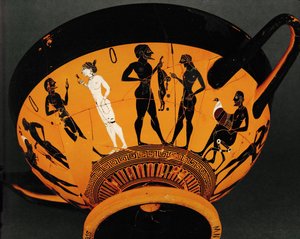 Nuoret miehet tarjoavat lahjoja rakastajattarelleen ... tekijältä Painter Amasis