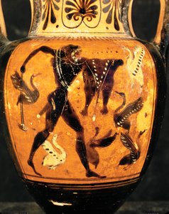 Herkules taistelee Stymphalian lintuja vastaan ... tekijältä Painter Diosphos