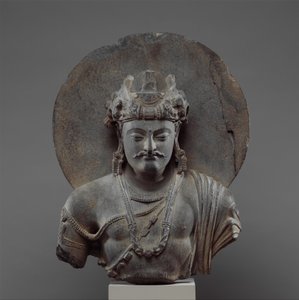 Bodhisattva Shakyamunin rintakuva, 3.–4. vuosisata (liuske)