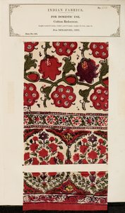 Cotton ned-cover näyte Shikarporesta Sindistä, kokoelmasta The Collection of the Textile Manufacturers of India, kirjoittanut John Forbes Watson, julkaistu vuonna 1866 tekijältä Pakistani School
