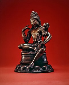 Padmapani Lokeshvara istuu meditoivana, 7. vuosisadan alkupuolisko (pronssia, kuoret hopeaa ja kuparia) (ks. myös 394853). tekijältä Pakistani School
