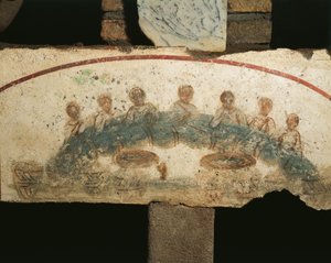 Eukaristinen juhla, Sakramenttien Cubicula (fresko) tekijältä Paleo Christian