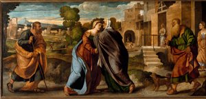 Vierailu (öljy kankaalle, n. 1520-1522) tekijältä Palma Il Giovane