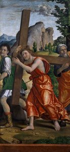 Tie Golgatalle, yksityiskohta Paolo Cavazzolan (1486-1522) teoksesta Polyptych of Passion