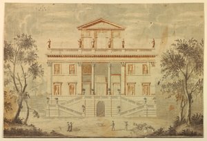 Piirustus, huvilan julkisivu, 1750-70 tekijältä Paolo Posi