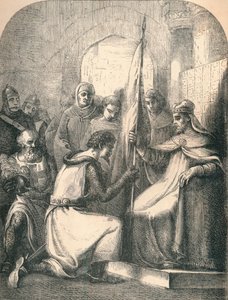Hugh de Vermandois vastaanottaa vihityn lipun paavi Urbanuselta, 1869 tekijältä Paolo Priolo