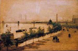 Thames Embankment (öljy paneelissa)