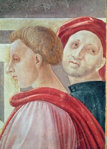 Kahden miehen päät, Marian esittelystä temppelissä, 1433-34 (yksityiskohta) tekijältä Paolo Uccello