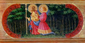 Pyhät Jaakob ja Ansano rukoilevat. Paolo di Dono dit Paolo Uccellon maalaus (1397-1475) tekijältä Paolo Uccello
