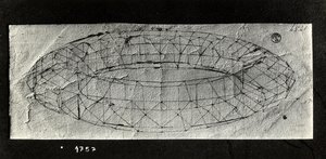 Tutkimus "mazzocchiosta" (hupun pehmustettu rullattu pohja) (kynä ja muste paperille) tekijältä Paolo Uccello