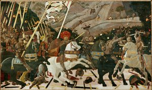 San Romanon taistelu vuonna 1432 (munatempera poppelille) tekijältä Paolo Uccello