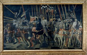 Micheletto da Cotignolan (San Romanon taistelu) vastahyökkäys. Toinen jakso havainnollistaa Micheletto da Cotignolan vastahyökkäystä. Paolo di Dono dit Paolo Uccellon maalaus (1397-1475) tekijältä Paolo Uccello