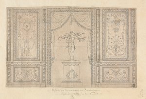 Amorin patsas muurirakassa, 1700-luvun lopulla. tekijältä Paolo Vincenzo Bonomini