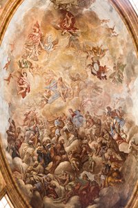 San Cataldon katedraali, San Cataldon kappeli, San Cataldon kunniaa esittävä fresko holvissa, Taranto, Apulia (kuva) tekijältä Paolo di Matteis