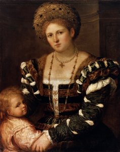 Naisen muotokuva pojan kanssa, 1530-luku tekijältä Paris Bordone