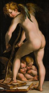 Cupid parranajo jousensa, n. 1523-40 (öljy kankaalle)