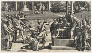 Pyhän Pietarin ja Paavalin marttyyrikuolema tekijältä Parmigianino