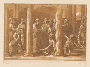 Pyhät Pietari ja Johannes parantavat halvaantuneen tekijältä Parmigianino (attributed to)
