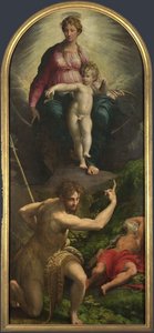 Madonna ja lapsi pyhien Johannes Kastajan ja Hieronymuksen kanssa, 1527 tekijältä Parmigianino