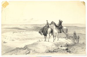 Florence Nightingale ja herra Bracebridge Cathcartin kukkulalla näköalalla Sebastopoliin 8. toukokuuta 1855 tekijältä Parthenope Nightingale