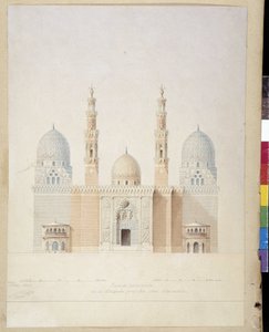 Arkkitehtuuri: Aleksandrian moskeijan pääjulkisivuprojekti. Egypti. Pascal Costen piirustus (1787-1879)