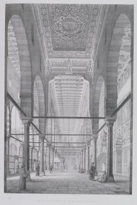 Näkymä Moyedin moskeijan pyhäkölle, levy 29 Kairon muistomerkit ja rakennukset, kaiverrus Auguste Hibon (1780-1857) 1829 tekijältä Pascal Xavier Coste